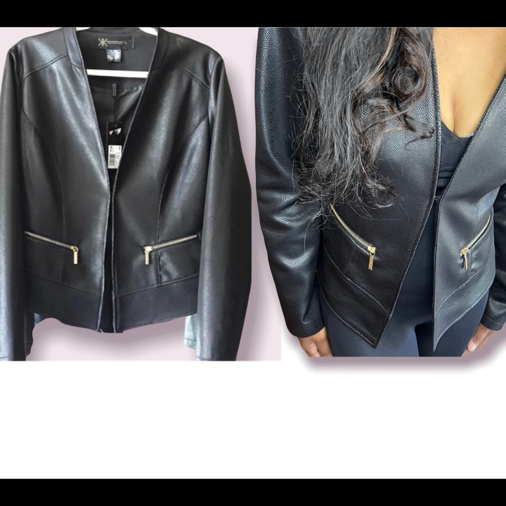 Kardashian Kollection cropped jacket zippers sz L